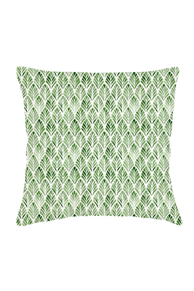Green Geo Palm Velvet Pillow with Down Insert, Alternate, color, Green