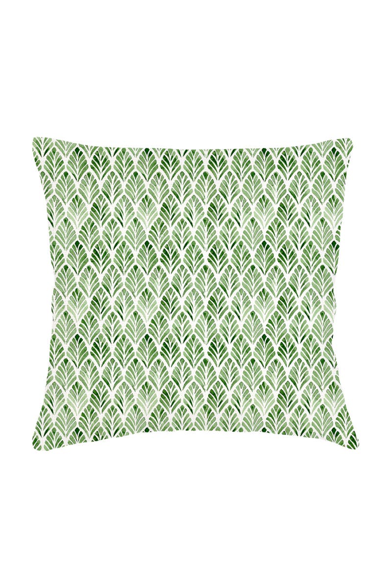Anaya Green Geo Palm Velvet Pillow with Down Insert, Alternate, color, Green