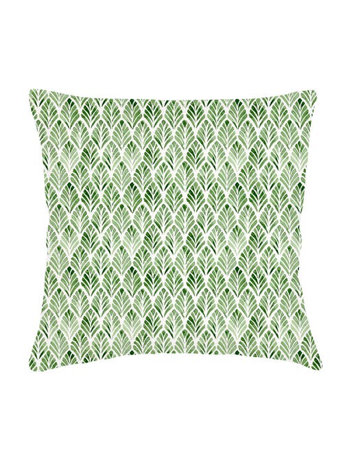 Anaya Green Geo Palm Velvet Pillow With Down Alternative Insert In Green