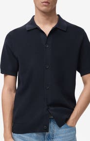 MANGO Short Sleeve Knit Button-Up Shirt