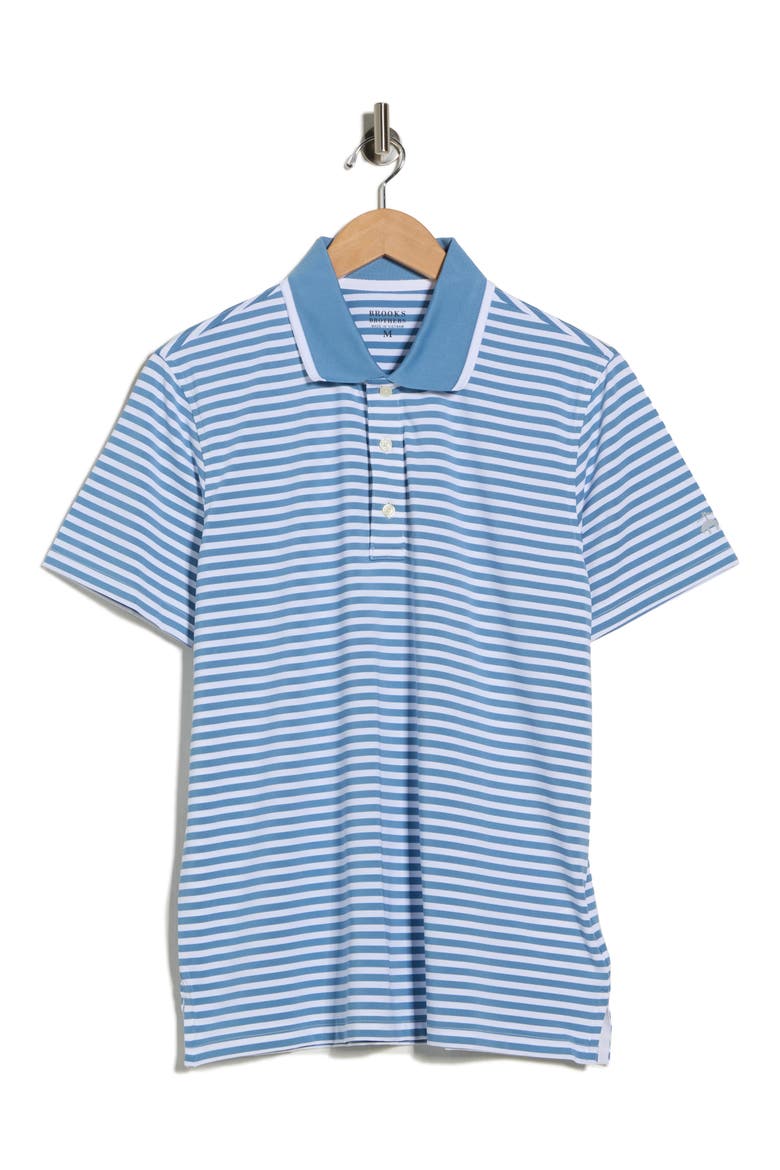 Feeder Stripe Knit Performance Polo, Alternate, color, BLUE/ WHITE