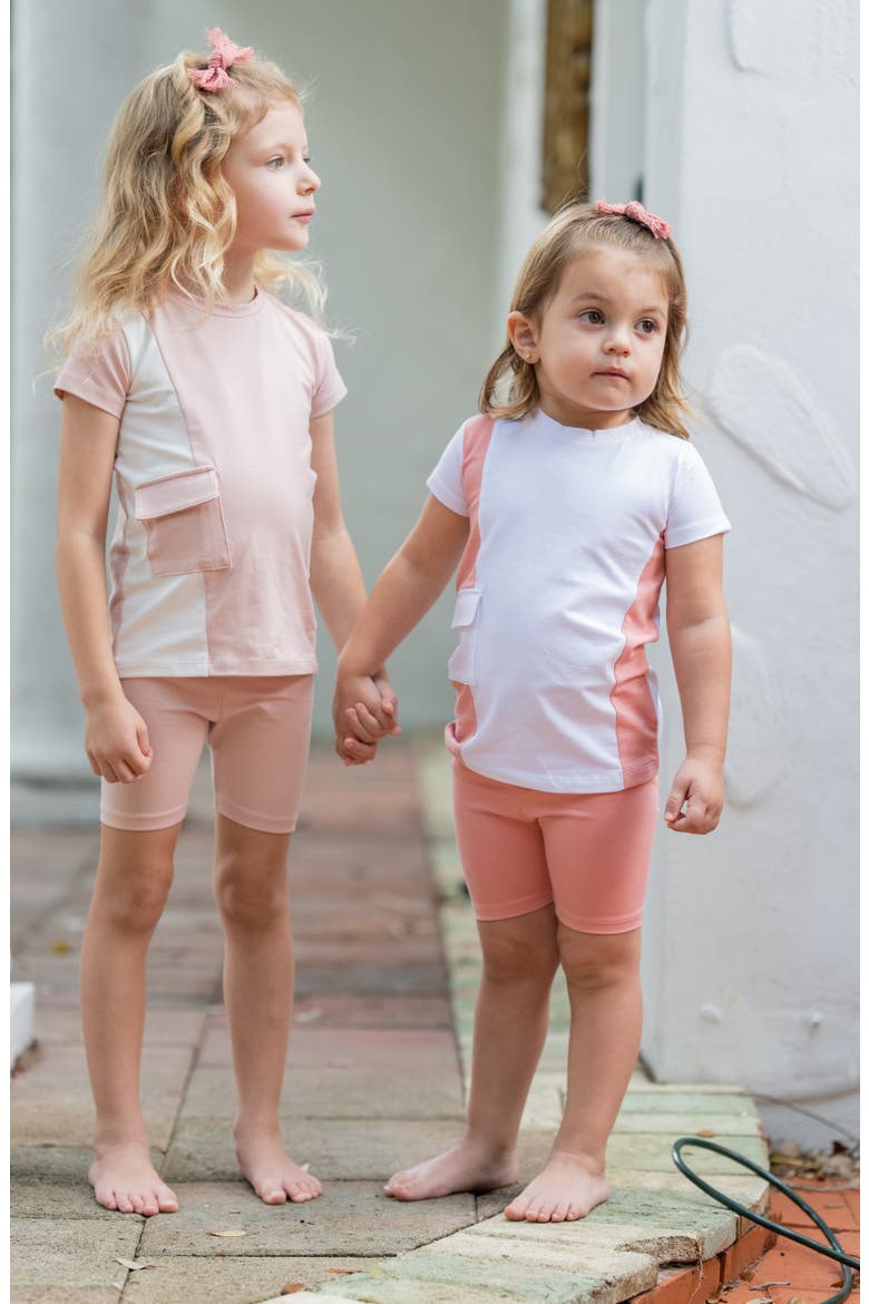 Kids' Colorblock Cotton Blend T-Shirt, Alternate, color, MAUVE/WHITE