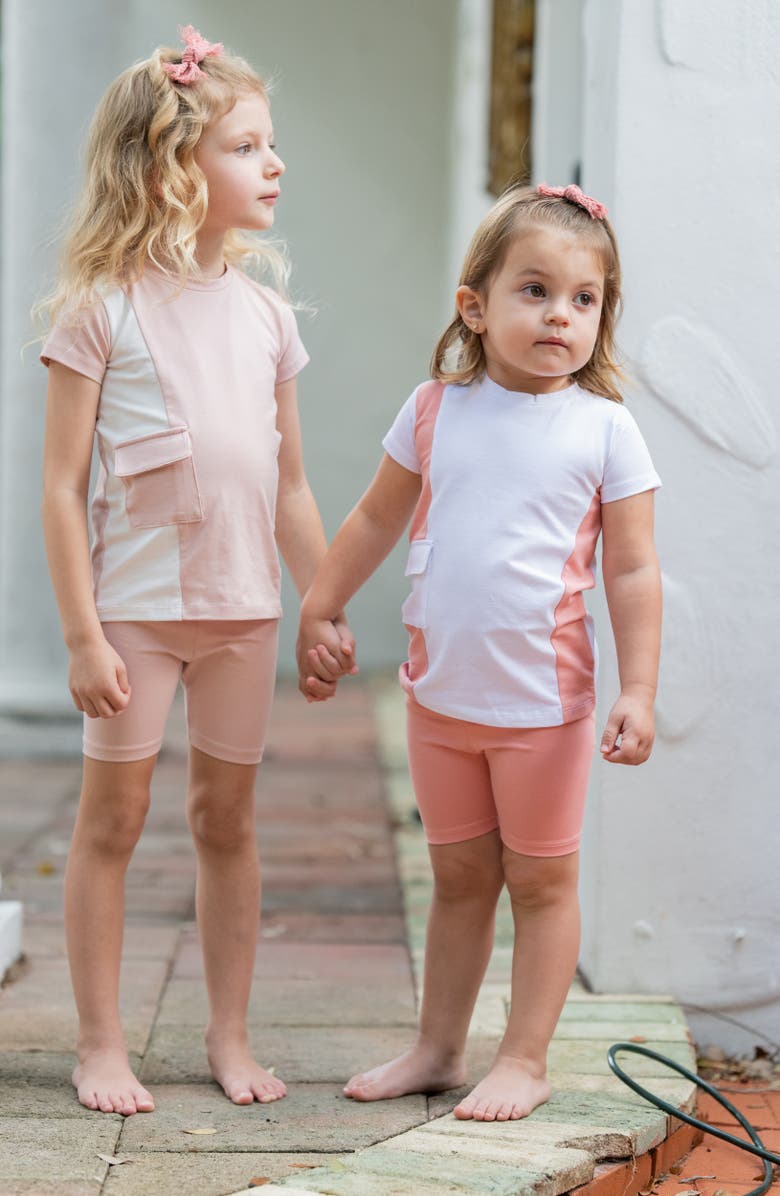 Manière Kids' Colorblock Cotton Blend T-Shirt, Alternate, color, Mauve/White