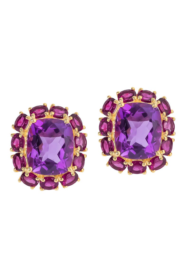 Amethyst Gold Plated Stud Earrings, Main, color, PURPLE