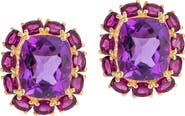 YS GEMS Amethyst Gold Plated Stud Earrings