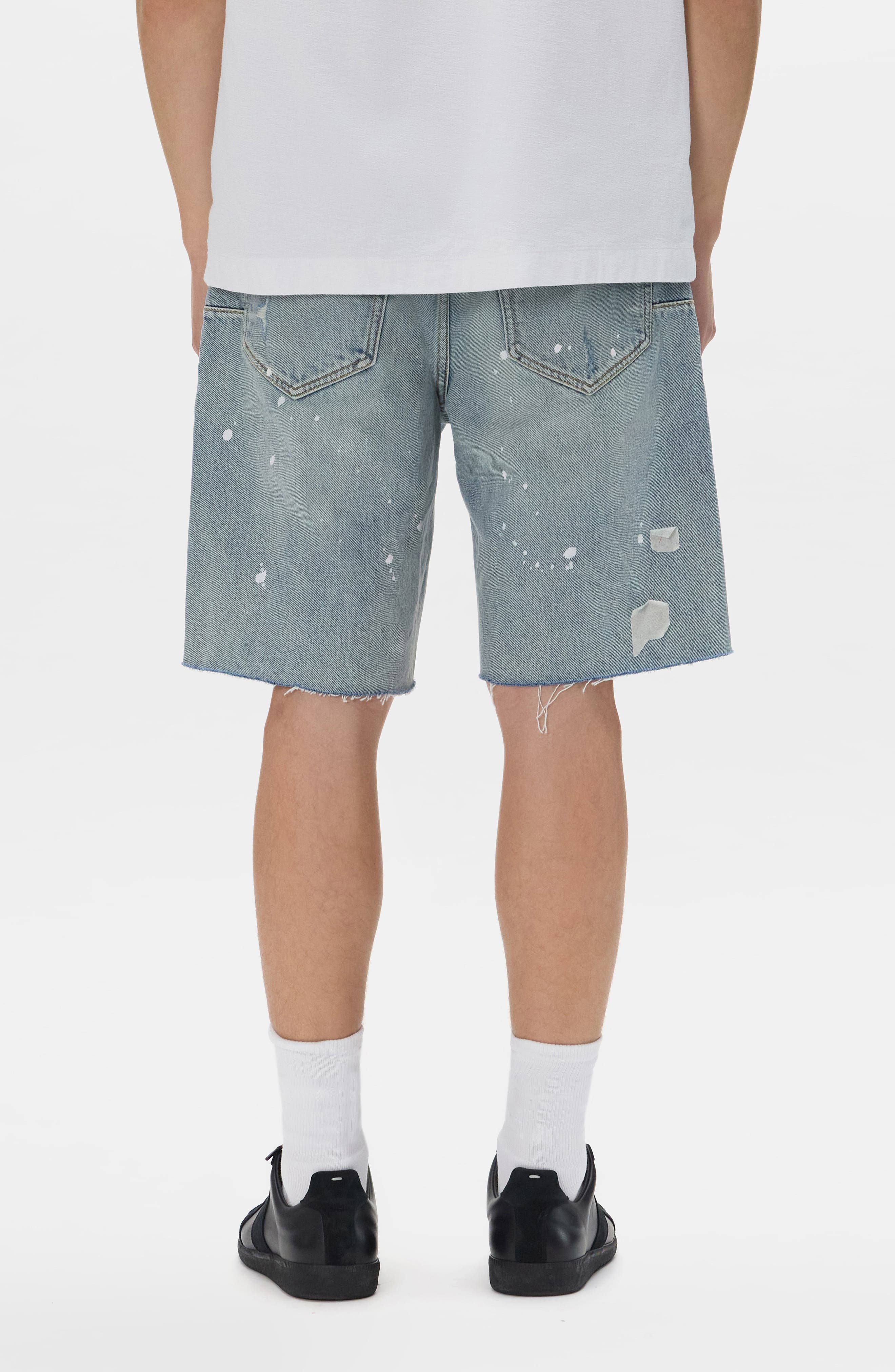 Painterly Ripped Jean Shorts - image 2