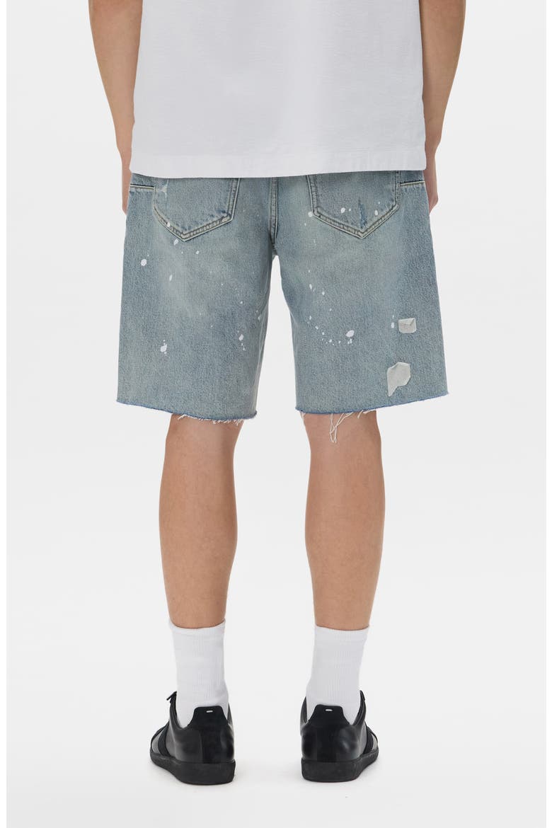 Painterly Ripped Jean Shorts, Alternate, color, LIGHT INDIGO