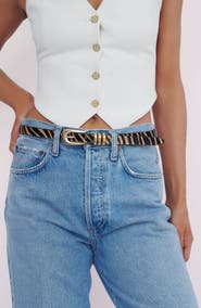 Ettika Tiger Print Genuine Calf Hair Leather Belt