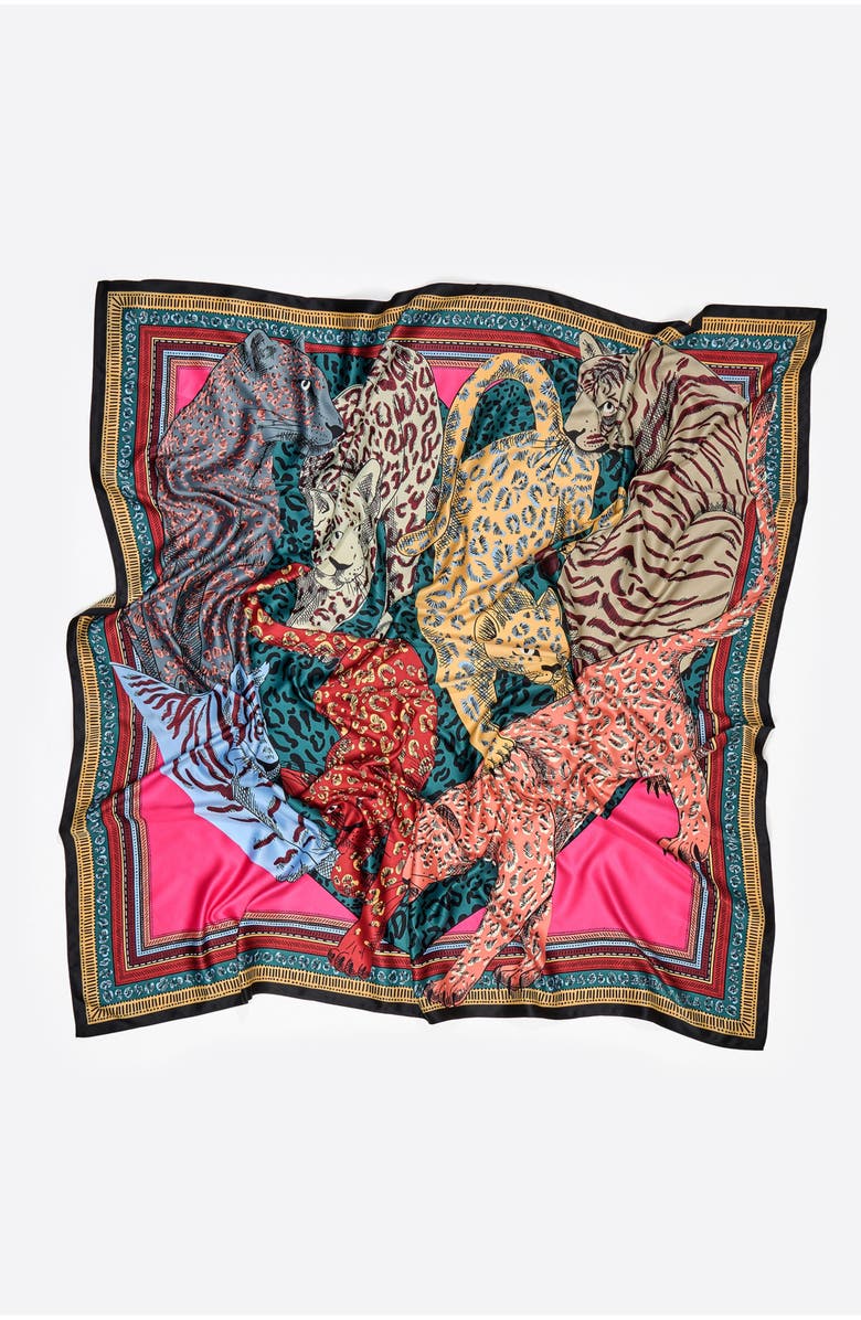 Bimba y Lola Cats Heart Scarf With Borders, Alternate, color, 