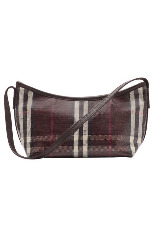 Burberry Highlands Check Coated Canvas Baguette Bag In Brown