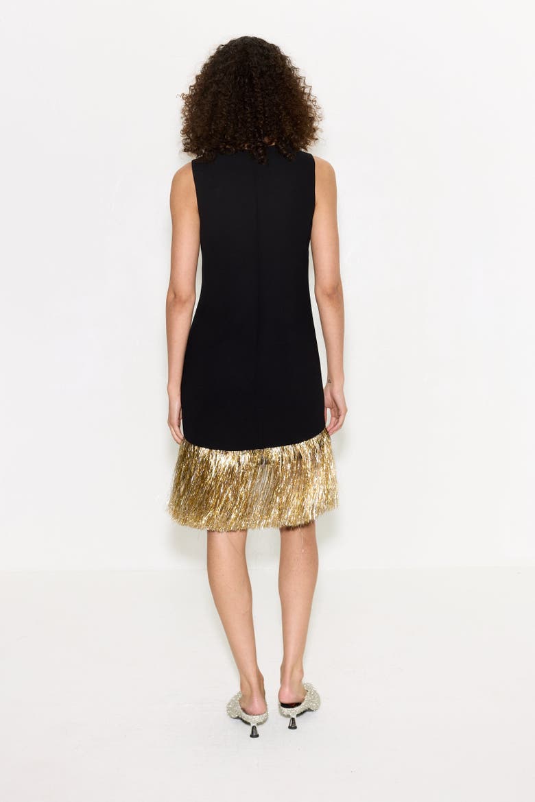 Bowie Fringe Mini Dress, Alternate, color, Black Tinsel