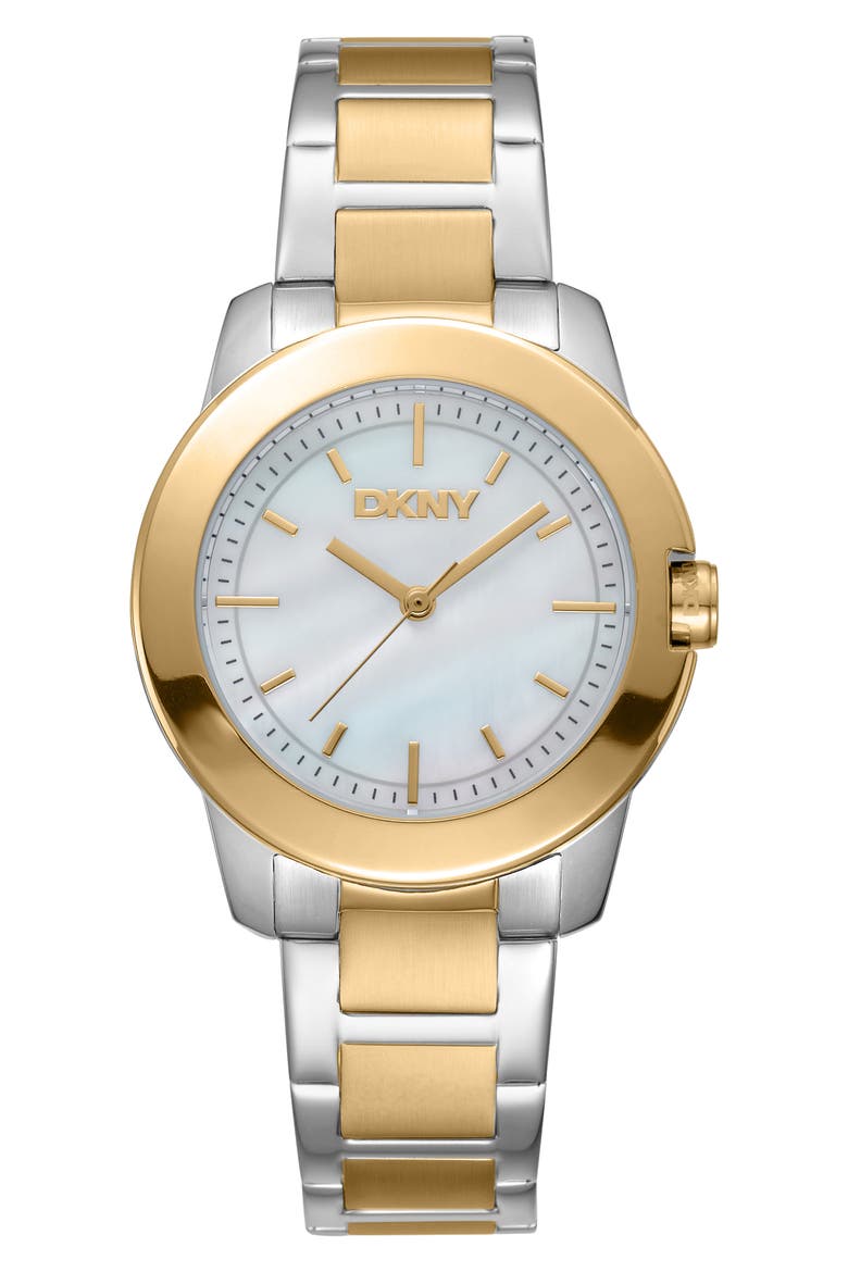 Everyday Mother-of-Pearl Bracelet Watch, 32mm, Main, color, TWO TONE SILVER GOLD
