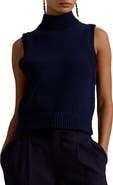 Polo Ralph Lauren Sleeveless Cotton Blend Turtleneck Sweater