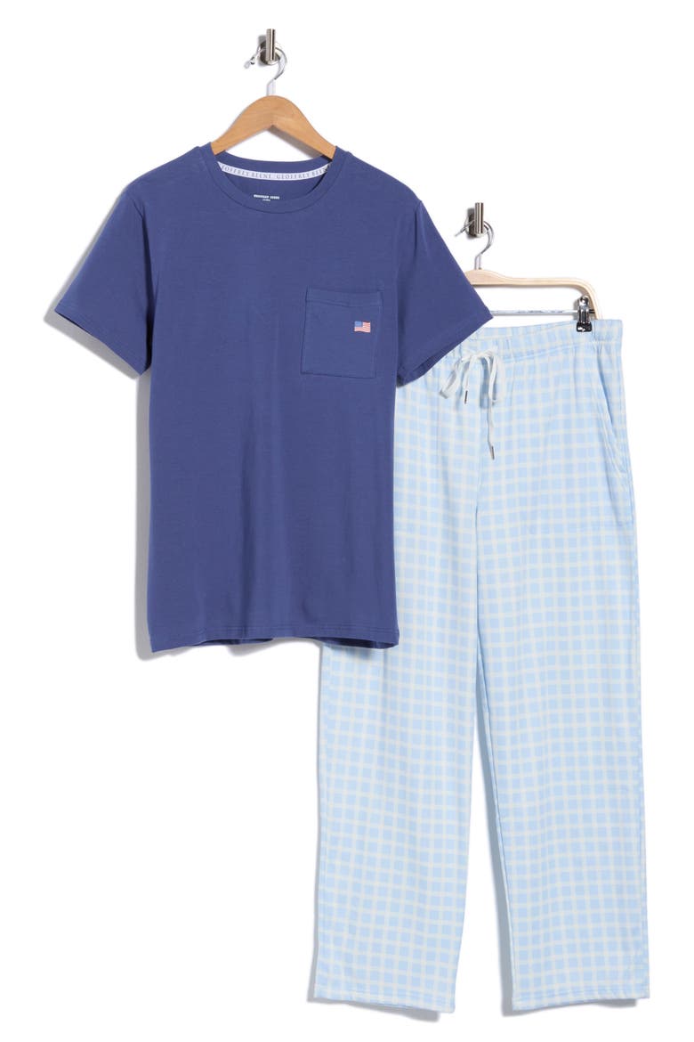 Pocket T-Shirt & Plaid Pajama Pants Set, Alternate, color, DRESS BLUE/ NANTUCKET BREEZE