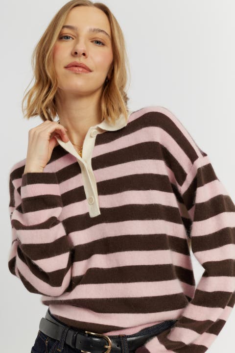Merino Stripe Polo Top