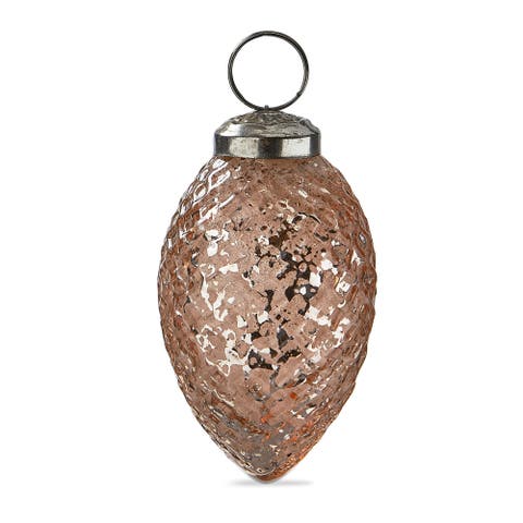 Vintage Pink Glass Diamond Cone Christmas Tree Ornament