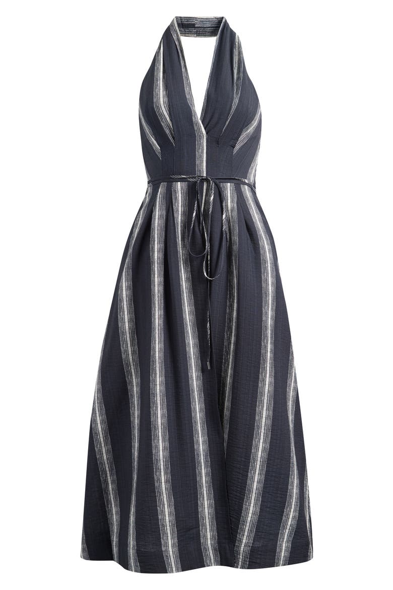 Stripe Halter Midi Dress, Alternate, color, BLACK/ IVORY