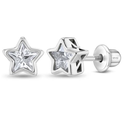 Cubic Zirconia Birthstone Star Earrings