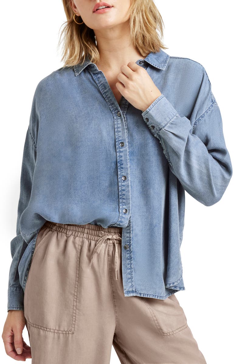 Splendid Ella Button-Down Shirt, Main, color, Indigo