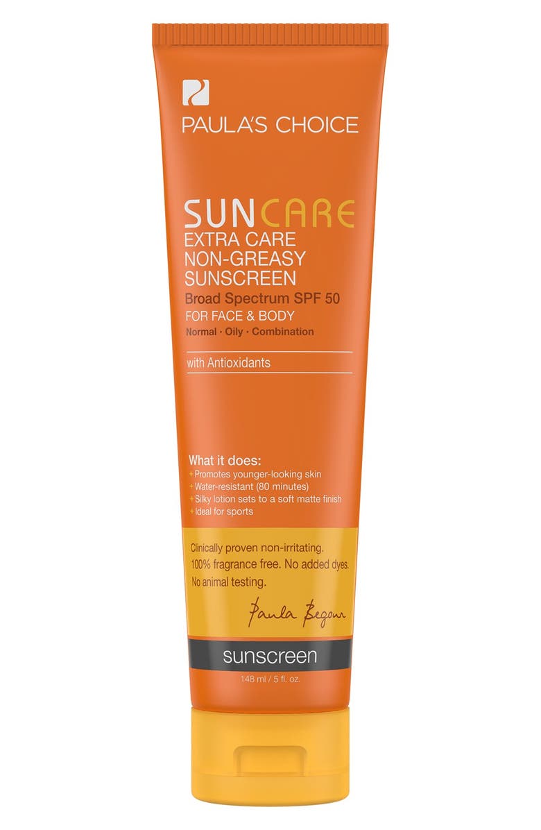 Paula's Choice Sun Care Extra Care Non-Greasy Sunscreen Broad Spectrum SPF 50, Main, color, 