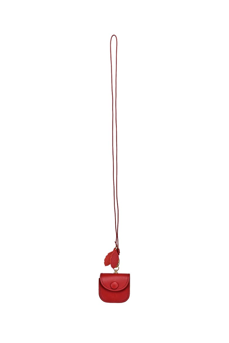 Toti Genuine Leather Mini Structured Charm, Alternate, color, Red