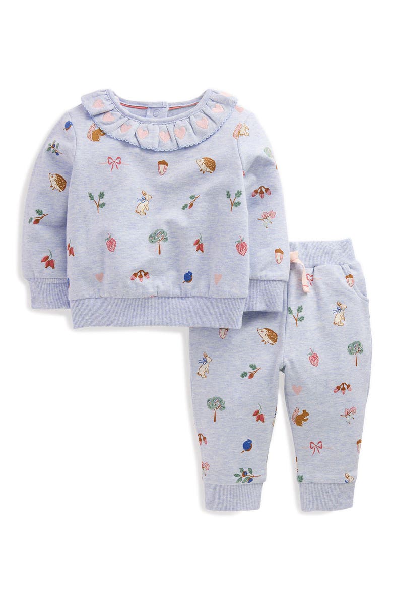 Ruffle Neck Sweat Set, Main, color, BLUE MARL