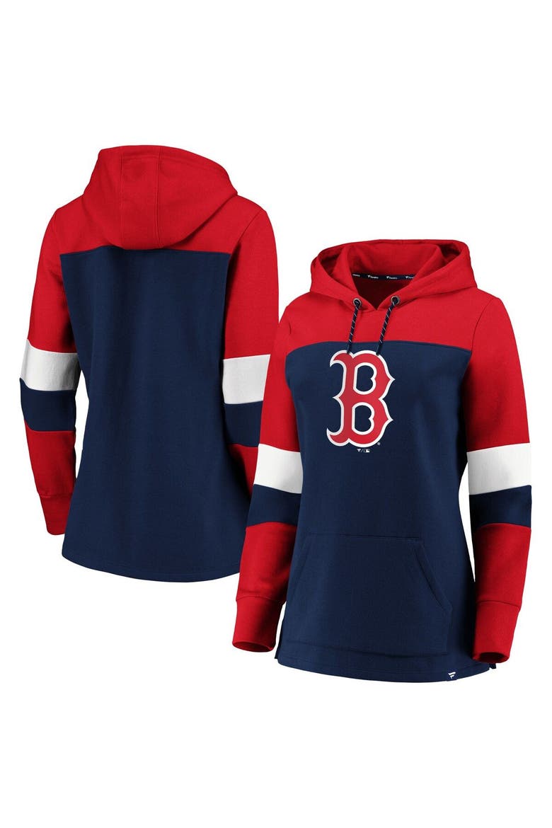 Women's Navy Boston Red Sox Plus Size Colorblock Pullover Hoodie, Main, color, Navy