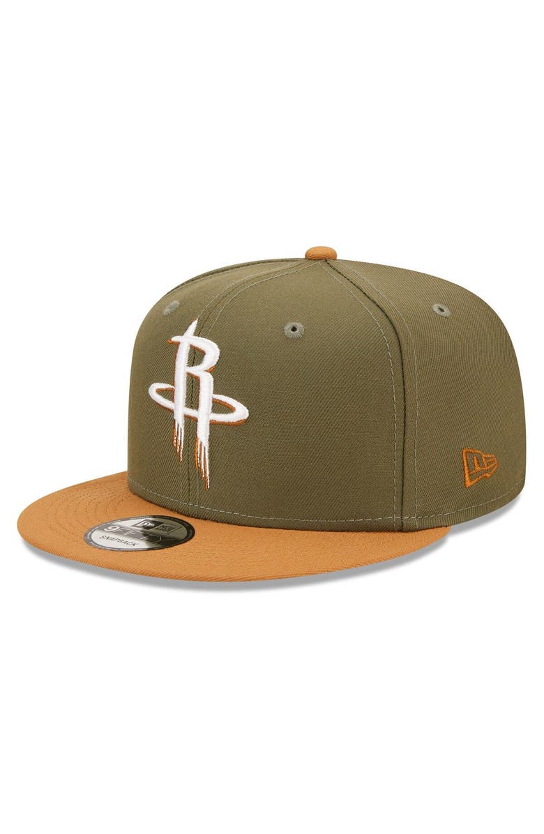 New Era Men's New Era Olive/Brown Houston Rockets Two-Tone Color Pack 9FIFTY Snapback Hat, Main, color, 