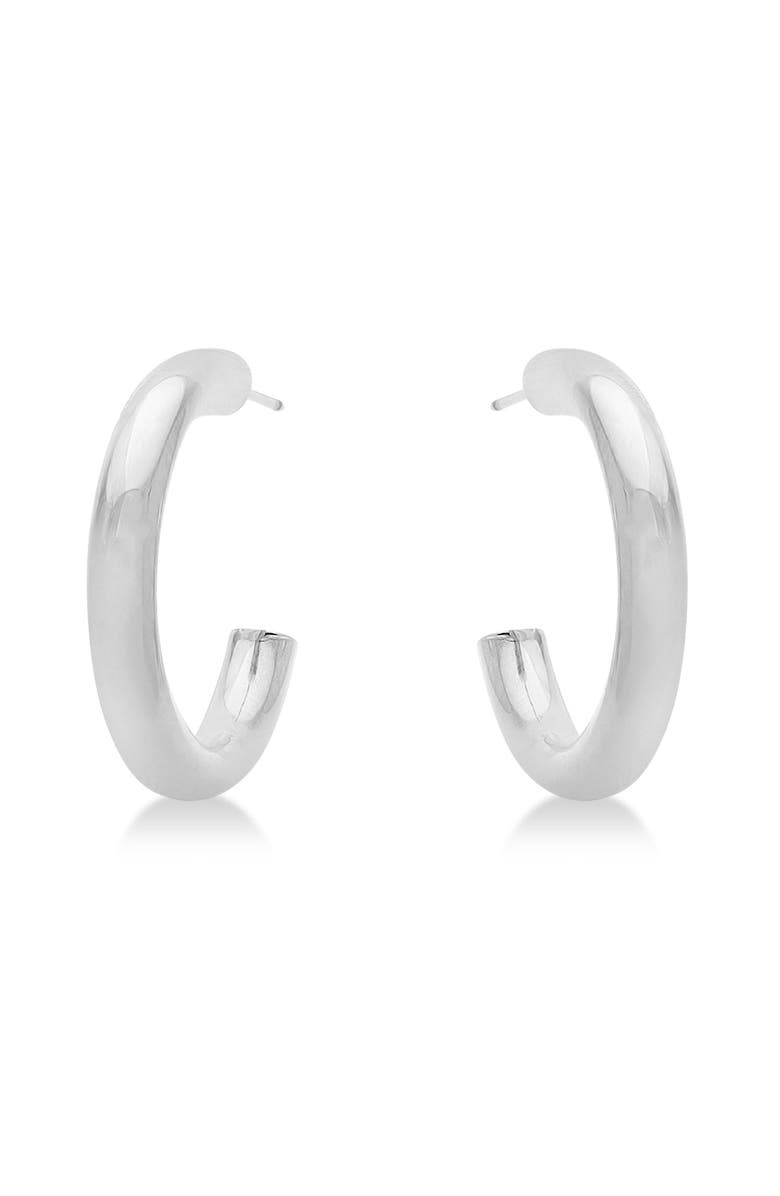 ALLUREZ Small Open Hoop Earrings 14k, Alternate, color, White Gold