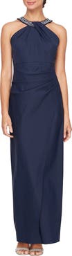 Alex Evenings Contour Collection Halter Neck Column Evening Gown