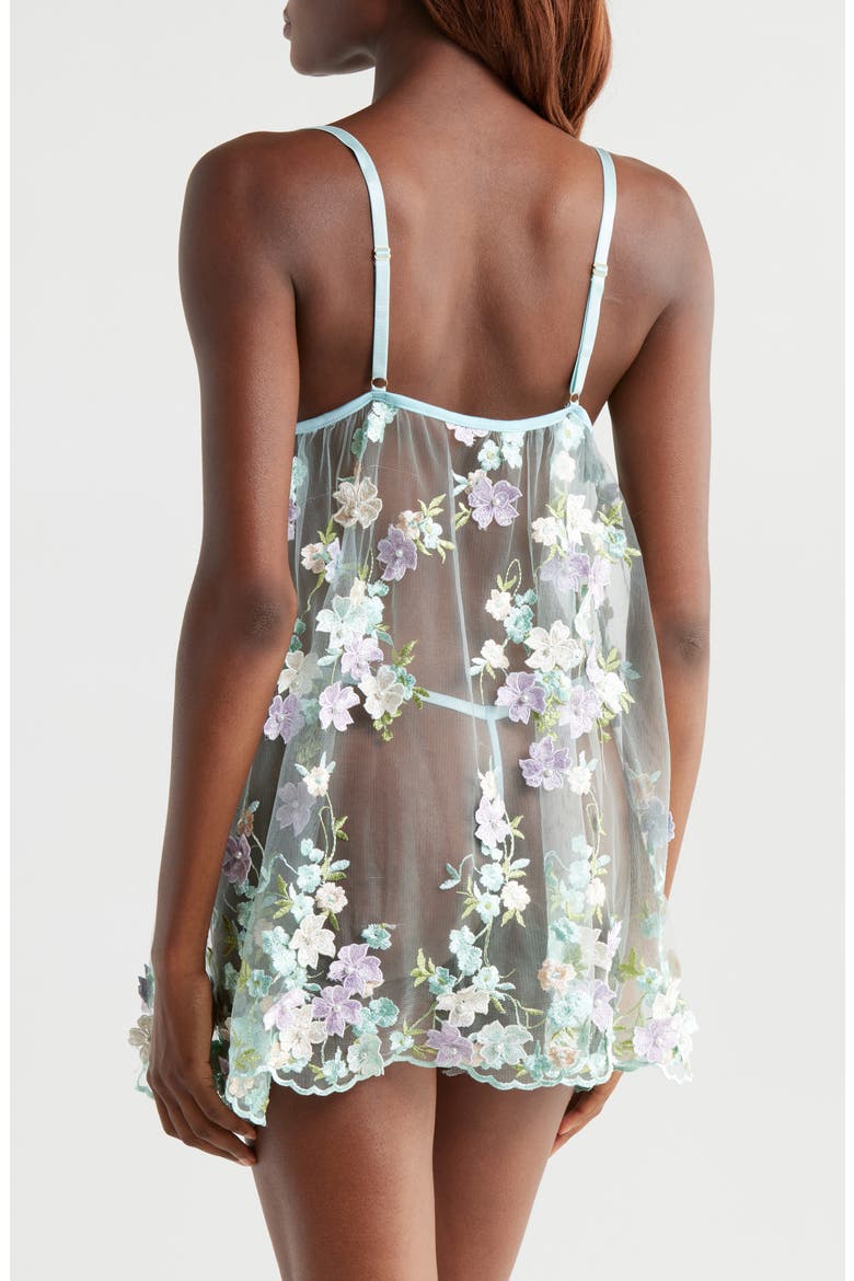 Embellished Embroidered Sheer Chemise, Alternate, color, POWDER BLUE MULTI