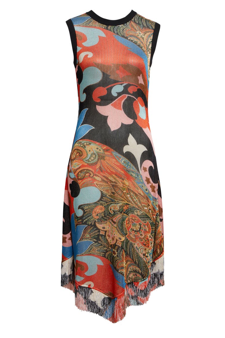 Lotus Paisley Sweater Dress, Alternate, color, RED