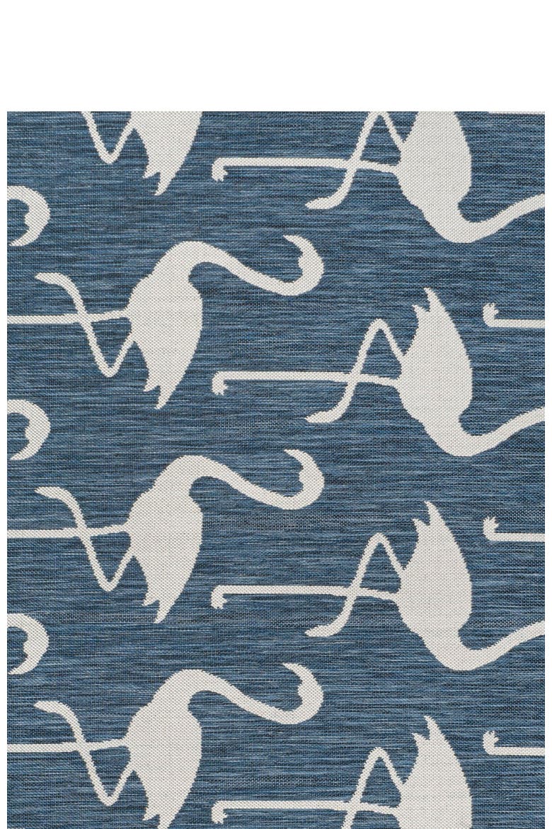 Liana Casual Coastal Flamingos Two-Tone Indoor/Outdoor Area Rug, Main, color, Navy/White
