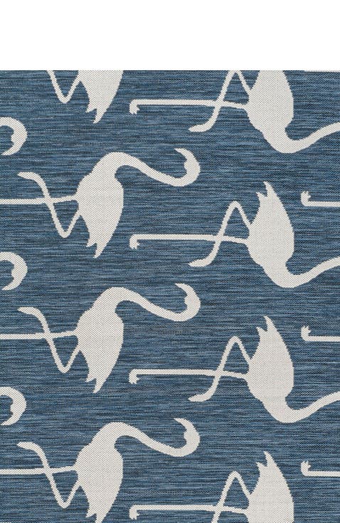 Liana Casual Coastal Flamingos Two-Tone Indoor/Outdoor Area Rug