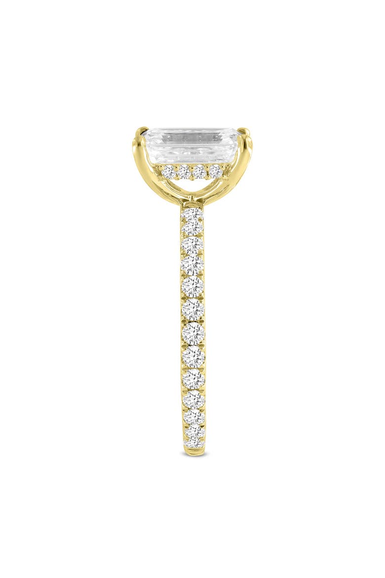 Zina 14K Gold Emerald Cut Hidden Halo Lab Grown Diamond Engagement Ring - 2.5 Ct, Alternate, color, 14K Yellow Gold