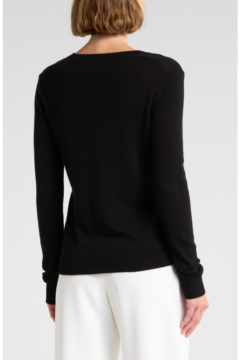 V-Neck Long Sleeve Cashmere Sweater, Alternate, color, BLACK