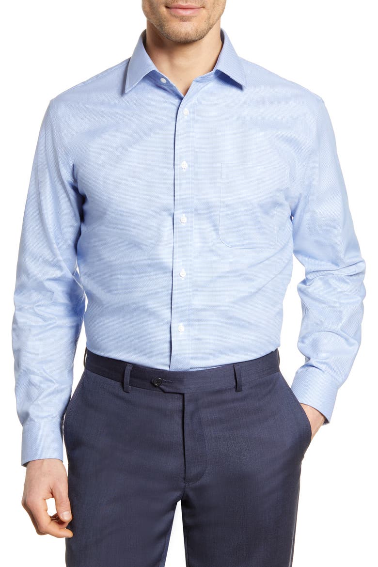 Traditional Fit Non-Iron Basket Weave Dress Shirt, Main, color, BLUE FRENCH