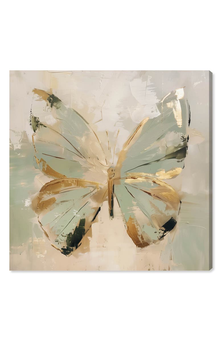 Wynwood Studio Sage Butterfly Canvas Wall Art, Main, color, Green