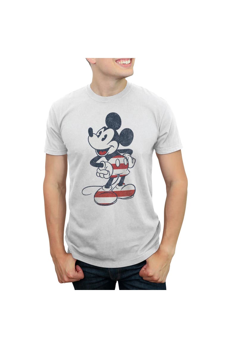 Men's Mickey & Friends Red Striped Mickey  Graphic T-Shirt, Main, color, White