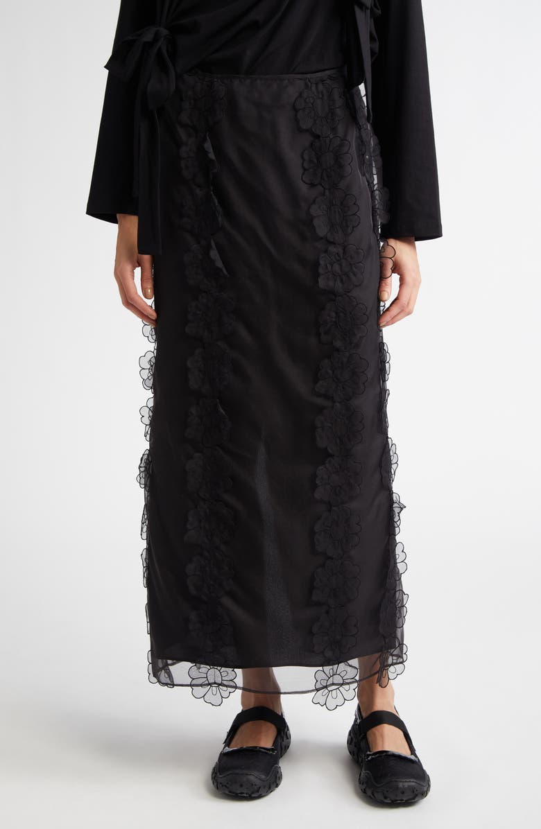 Cecilie Bahnsen Olympia Floral Appliqué Silk Pencil Skirt, Main, color,