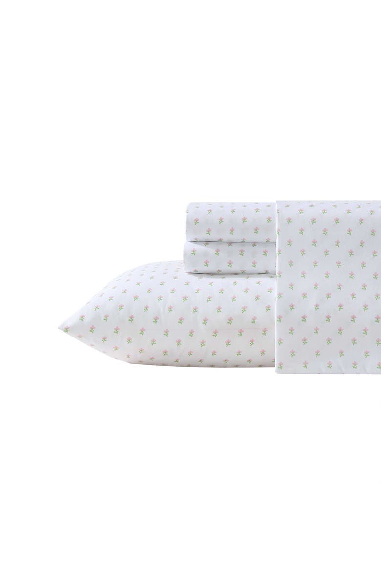 Laura Ashley Violet Print Microfiber Sheet Set, Main, color, Lt-Pastel Green