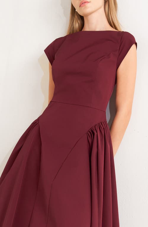 Freemarket Fit & Flare Midi Dress In Burgundy