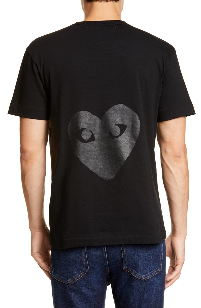 Comme des Garçons PLAY Double Heart Graphic Tee, Alternate, color, Black