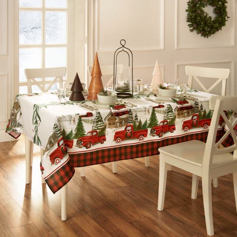 Vintage Christmas Tree Farm Holiday Rectangle Tablecloth