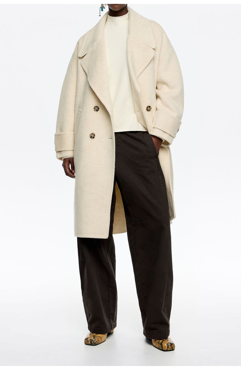 Bimba y Lola Double-Face Maxi Lapel Coat, Main, color, Ivory