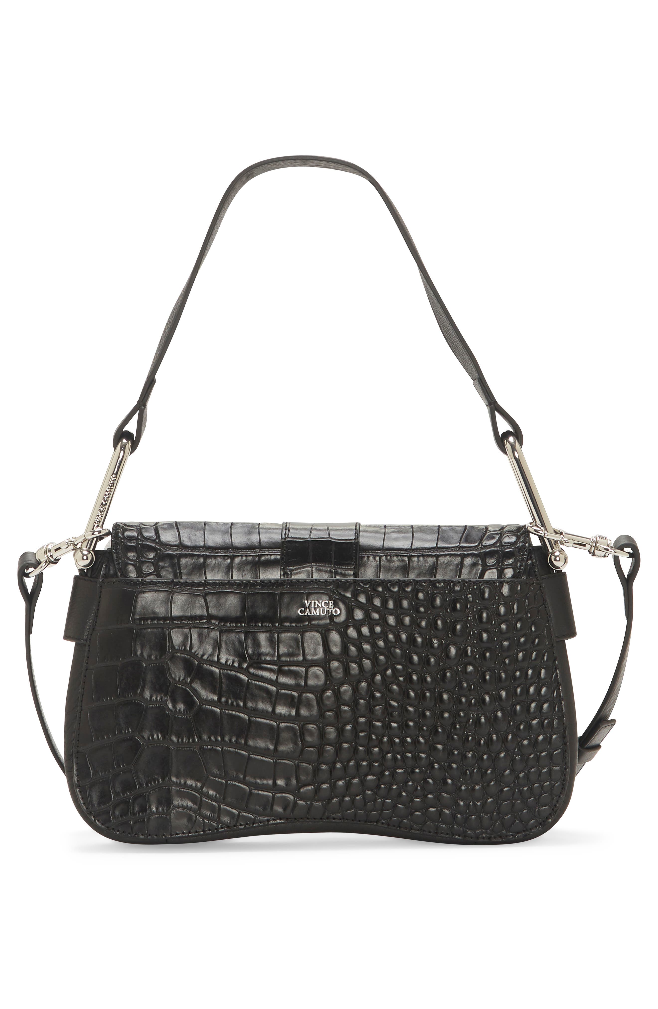 Vince Camuto Tal Croc Embossed Leather Shoulder Bag, Alternate, color, 