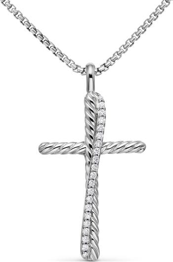 White Gold Diamond Crossover Mini on sale Pendant Necklace