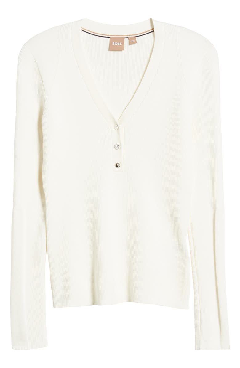 BOSS Faramena Rib Henley Sweater, Alternate, color, 