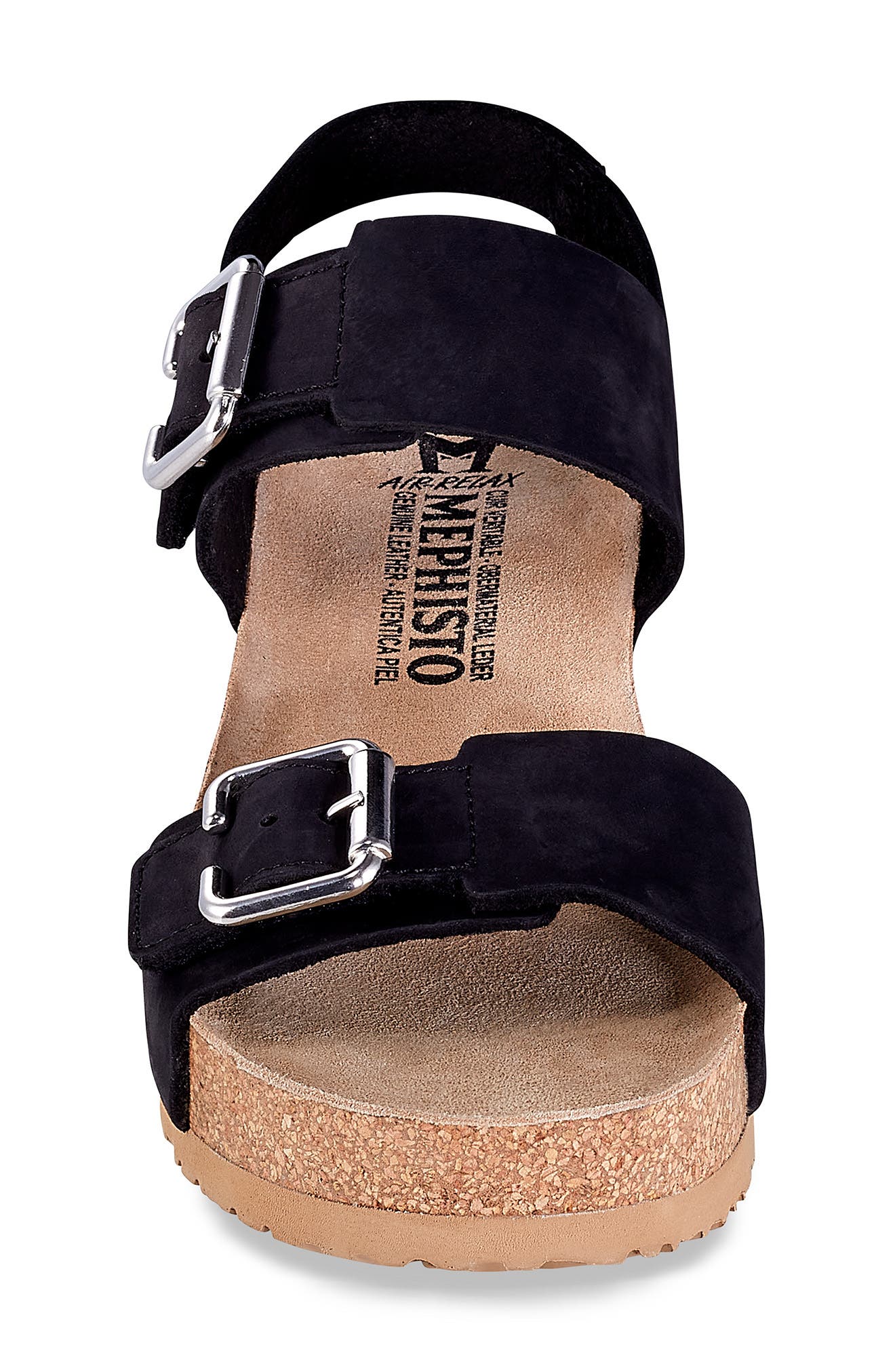 Mephisto Lissandra Platform Wedge Sandal, Alternate, color, Black Bucksoft Leather