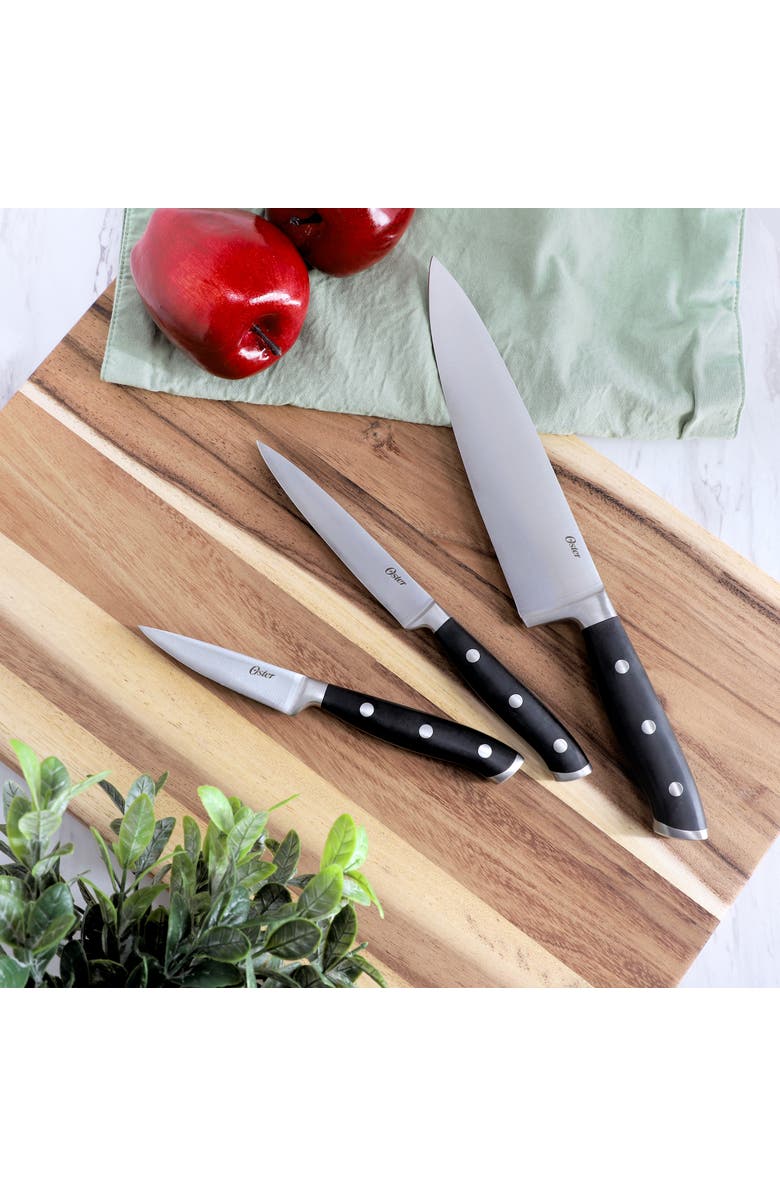 OSTER Ginley 3 Piece Stainless Steel Cutlery Set, Alternate, color, Black